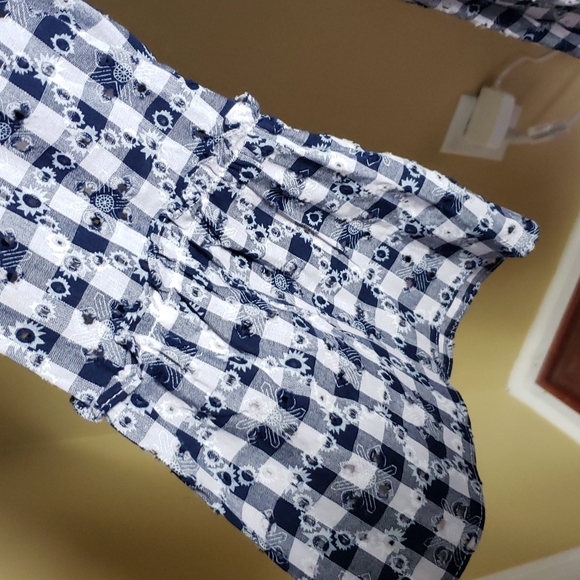 New Blue & White Gingham Midi Dress - Picture 3 of 12